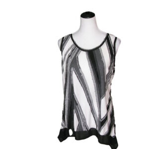 SIMPLY Vera Vera Wang Black/Gray Distressed Tank Top Size Medium